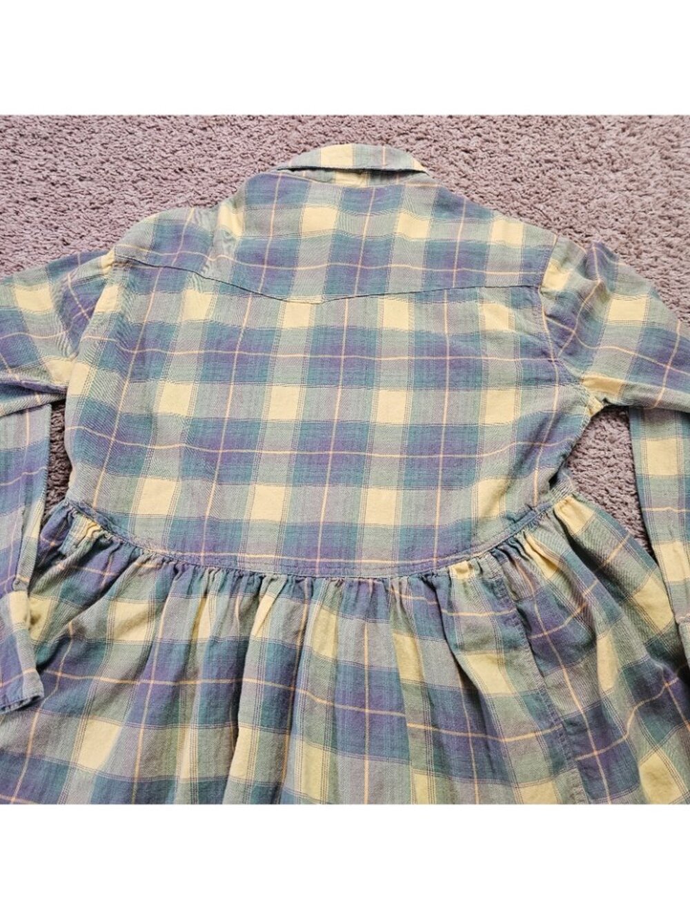 Ivy Jane Plaid Peplum Top Womens M Y2K Boho Western Ruffle Flannel Button Shirt - Picture 5 of 8